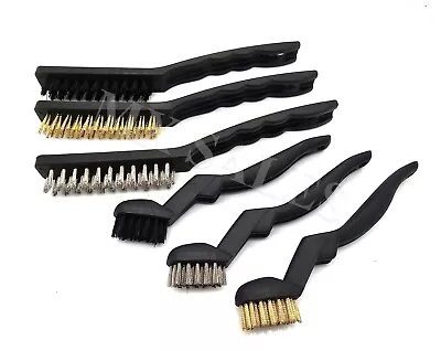 6pc Detail Wire Brush Set Steel Brass Nylon Cleaning Polishing Detail Metal • $10.99