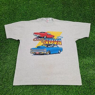 Vintage 1968 Chevrolet Nova Shirt XL-Short 24x27 Single-Stitch Gray Muscle-Car • $59.60