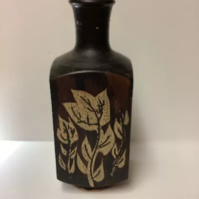 Vintage Pacific Stoneware. Decanter /Vase. USA. B. Welsh. Tulips & Vines. 1972 • $7.99