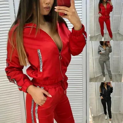 2Pcs Summer Womens Tracksuit Sweatshirt Long Pant Casual Jogging Sport Suit Set • $40.24