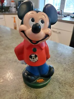 Vintage Plastic Coin Bank Disney MICKEY MOUSE CLUB Play Pal Plastics 11  W Plug • $18