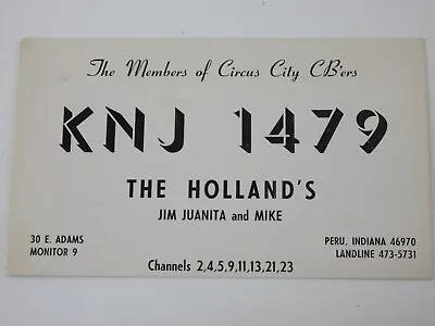 Vintage Amateur Ham Radio QSL Postcard Card - KNJ 1470 - Peru IN - Circus City • $9.45