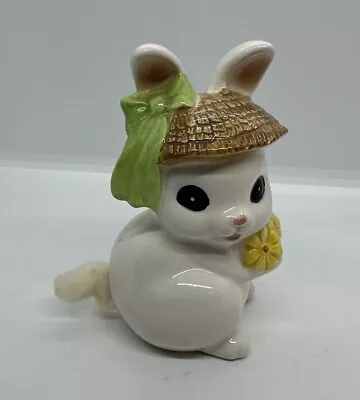 Vintage Bunny Rabbit With Hat Cotton Ball Holder Dispenser Anthropomorphic • $25