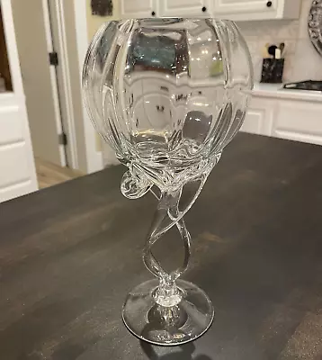 Large Vintage Hand Blown Italian Murano Clear Glass Wine Glass Goblet Venetian • $71.49