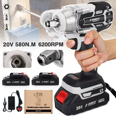 1/2  Cordless Impact Wrench Brushless Impact Drill Gun Wrench Driver 3A Battery • £31.89