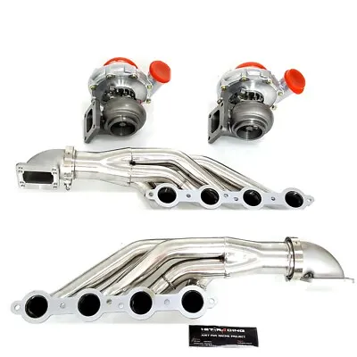 Small Block LS1 LS6 LSX T4 AR.80/.81 Oil Cold Twin Turbos+Exhaust Headers+Elbows • $770.79