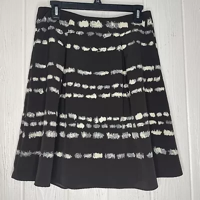 Simply Vera Wang Pleated Skirt 2 Midi Black Gray Abstract Stripes  • $13.98