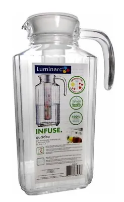 Luminarc 57.5oz (1.7L) Infuse Quadro Pitcher With Lid And Infuser Tube BPA Free • $11.06