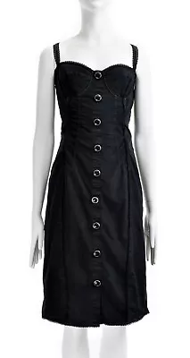 DOLCE GABBANA D&G Vintage Black Sexy Corset Bustier Bra Cotton Dress 44IT/L • $200