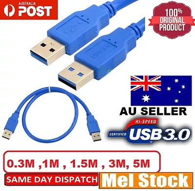 NEW USB 3.0 Male To Male Data Cable Extension Cord All PC Laptop Cameras AUS SEL • $9.99