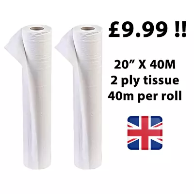 2 Rolls White 20  X 40M Couch Roll Hygiene Roll Medical Salon Beauty Bed Paper • £9.99