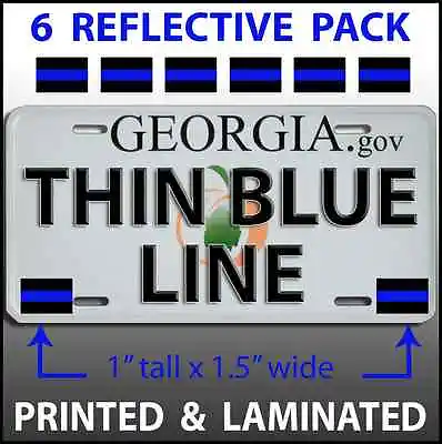 6 Mini Blue Line Sticker Police Car License Plate Vehicle Tag Reflective Decal • $2.86