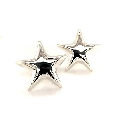 Tiffany & Co Estate Omega Back Star Earrings Sterling Silver 18.9 Grams TIF92 • $351.20