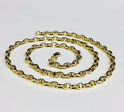 14k Yellow Gold Mens 22  Anchor Mariner Link Chain Necklace 4.5MM 10 Grams • $1012