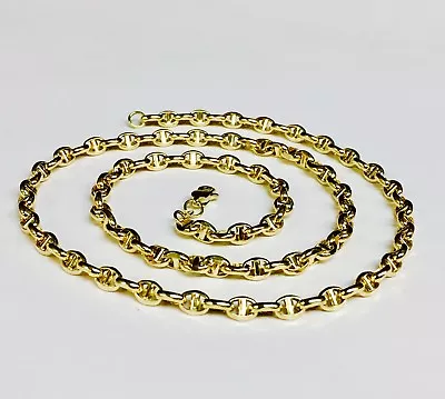 14k Yellow Gold Mens Anchor Mariner Chain Necklace 4.5MM 12 Grams  24  • $1102