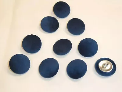 10 X Upholstery Buttons In INDIGO BLUE - Plush Velvet (Size: 25mm) • £4.95