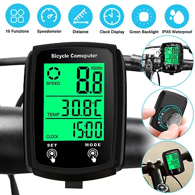 Waterproof Wired LCD Digital Cycle Bike Computer Bicycle Speedometer Odometer US • $11.48