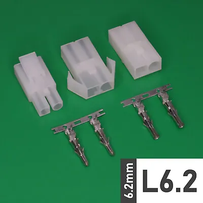 L6.2 6.2mm Plug+Socket+Crimps 2p Crimp Connector W2W (KET ø2.0 (Tamiya) Style) • £3.74