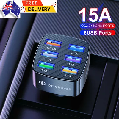 6 Port USB PD Quick Fast Car Charger QC3.0 LED Display Lighter Socket • $16.99