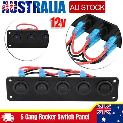$18.76 • Buy 5 Gang 12V Rocker Switch Panel For Car Boat Marine LED USB Charger ON-OFF Toggle