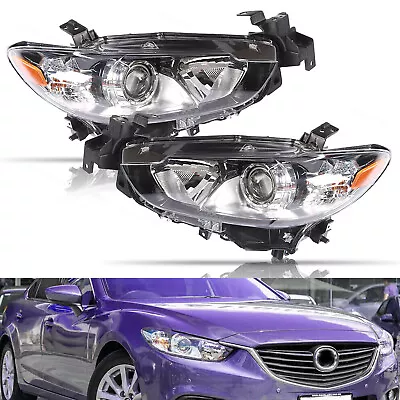 Fit For 2014 15 16 17 Mazda 6 Black Housing Projector Headlights L+R Lamps • $187.98