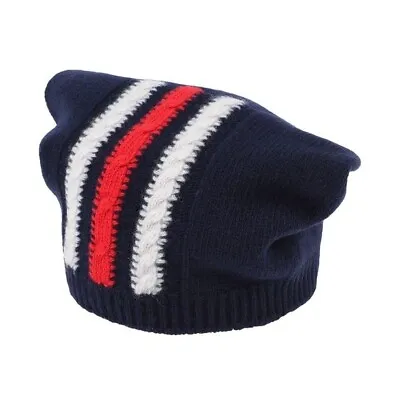 Navy Gucci 100% Wool Vertical Stripe Beanie M NWT • $395