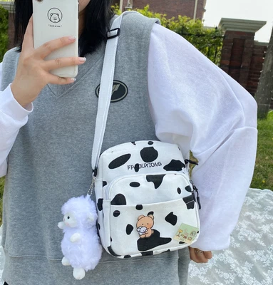 £8.99 • Buy Women Girls Cartoon Cow Print Shoulder Crossbody Bag Tote Satchel Phone Purse -