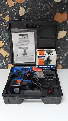 Draper 18V Cordless Hammer Drill + Spare Battery Pack + Charger + Case • £18