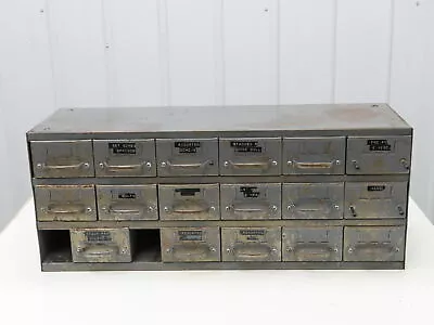 Equipto Antique 18 Drawer Metal Parts Cabinet 12  Deep 5-1/4  Drawers • $149.99