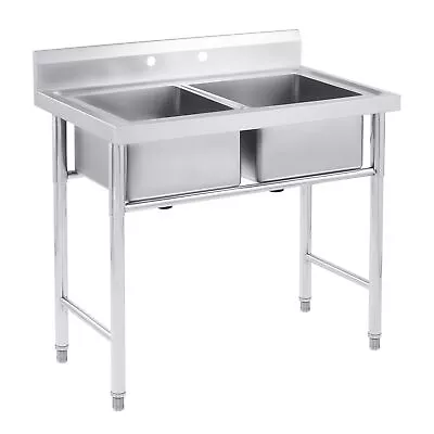 NSF Certified 2-Compartment Prep Utility Sink - Stainless Steel Free Standing • $179.99