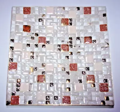 Mosaic Tile W Metallic Gold Accents Plate 11.5” Square MCM Dish Tray Tiki Vtg • $29.99