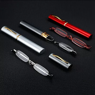 Unisex Slim Mini Reading Glasses Pocket Retro Readers With Case Portable 1.0-4.0 • $4.51