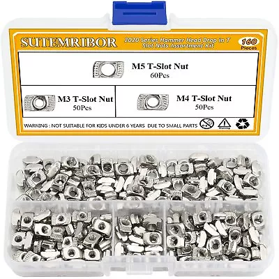 160 Pieces 2020 Series T Nuts M3 M4 M5 T Slot Nut Hammer Head Fastener Nut F... • $14.90