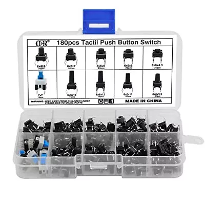 OCR 180Pcs Tactile Push Button Switch 10 Values 6x6mm Micro Momentary Tact Bu... • $14.91