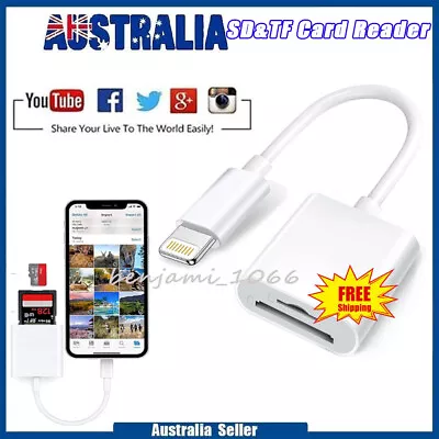 Lightning To SD & TF Card Dual Slot Reader For IPhone/iPad 2 In 1 Apple Micro • $13.79