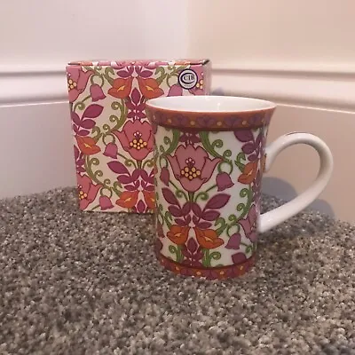 Vera Bradley Lilli Bell Coffee Tea Porcelain Mug Pink Orange Green Floral 2013 • $9