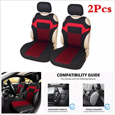 £19.32 • Buy 2Pcs Black/Red Car Front Seat T-Shirt Design Seat Covers Mat Washable Breathable