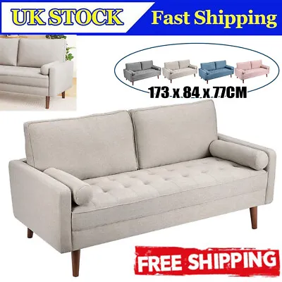 3 Seater Sofa With 2 Bolster Pillows Modern Couch Loveseat Settee Home Office • £45.59