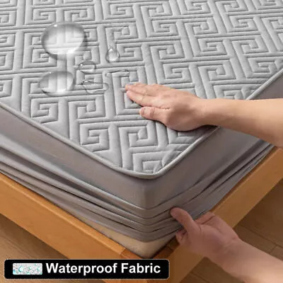 Thicken Mattress Cover Pad Protector Jacquard Fitted Sheet Latex Mat Bed Cover • $54.68