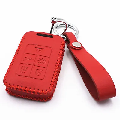 Red Leather For Volvo S60 S80 V60 V70 XC60 XC70 V40 5 Buttons Key Fob Cover • $10