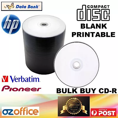 BULK BUY Blank CD Discs Inkjet Printable HP Databank Pioneer CD-R 52X 700MB • $39.90