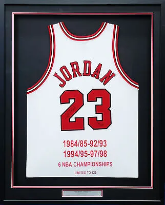 $19927.68 • Buy Bulls Michael Jordan Autographed Framed Championship Jersey 74/123 UDA BAJ05886