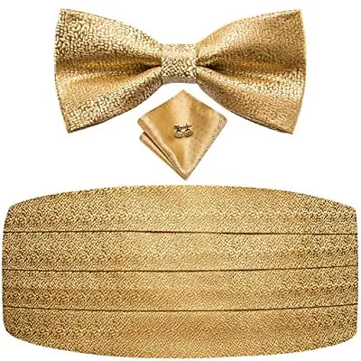 Mens Dark Gold Cummerbund And Bowtie Set Silk Adjustable Cummerbund For Men W... • $30