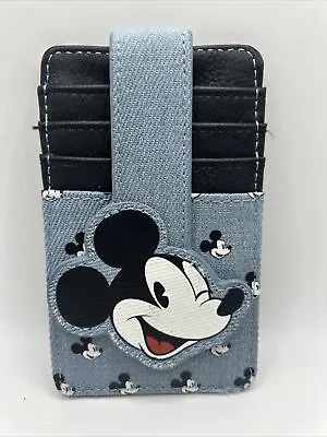 Disney Parks Mickey Mouse Head Denim Credit Card ID Holder RFID Blocking NWOT • $7.47