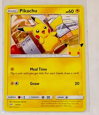 $2.49 • Buy Pikachu 25/25 Non Holo 2021 McDonalds 25th Anniversary Promo Pokemon Card Limit