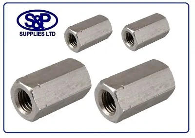 £6.46 • Buy A2 St/steel Threaded Bar / Rod / Studding Hexagon Connector M5 To M20 Stainless