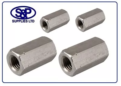 £6.46 • Buy A2 St/steel Threaded Bar / Rod / Studding Hexagon Connector M5 To M20 Stainless