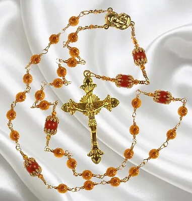 Unbreakable Handmade Anglican Episcopal Rosary Topaz Druk Pressed Glass • $77
