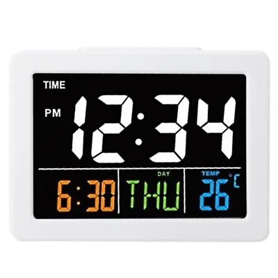 Color Large Screen LCD Electronic Desk Alarm Clock With Temperature Date Displa` • £12.99