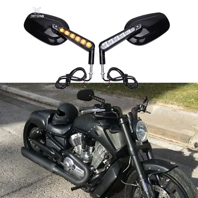 Motorcycle Mirrors LED Turn Signal Light Harley Muscle V Rod V-ROD VRSCF 09-2017 • $79.11